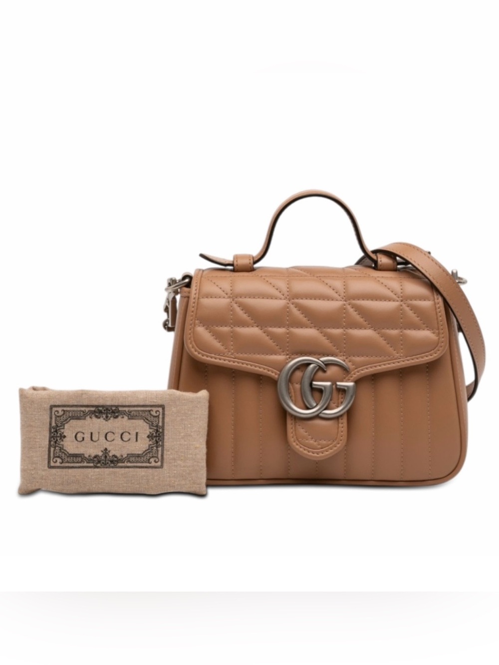 Gucci Mini GG Marmont Matelasse Calfskin Aria Top Handle Bag